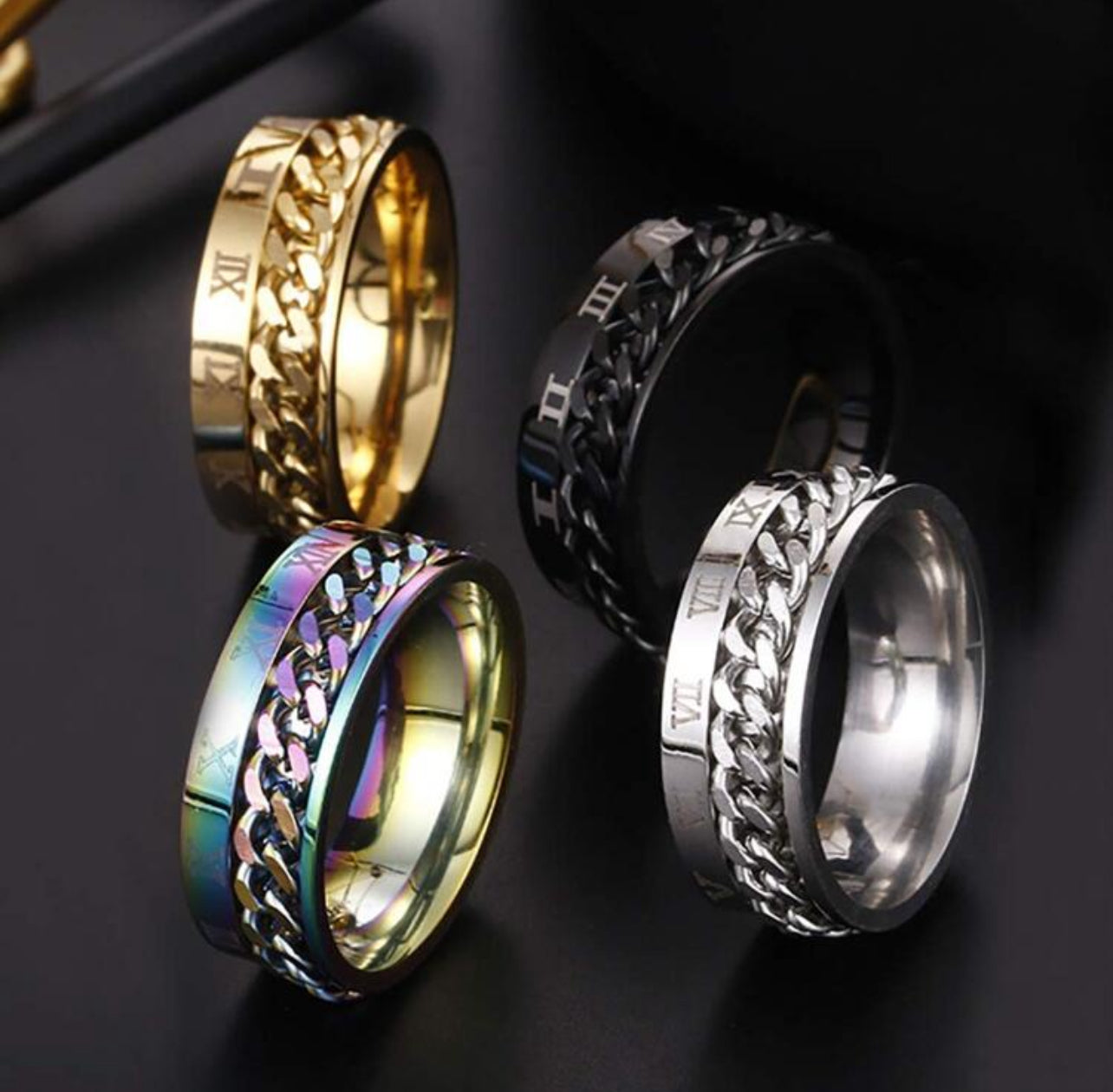 Anillo para Hombres con diseño de cadena tornasol
