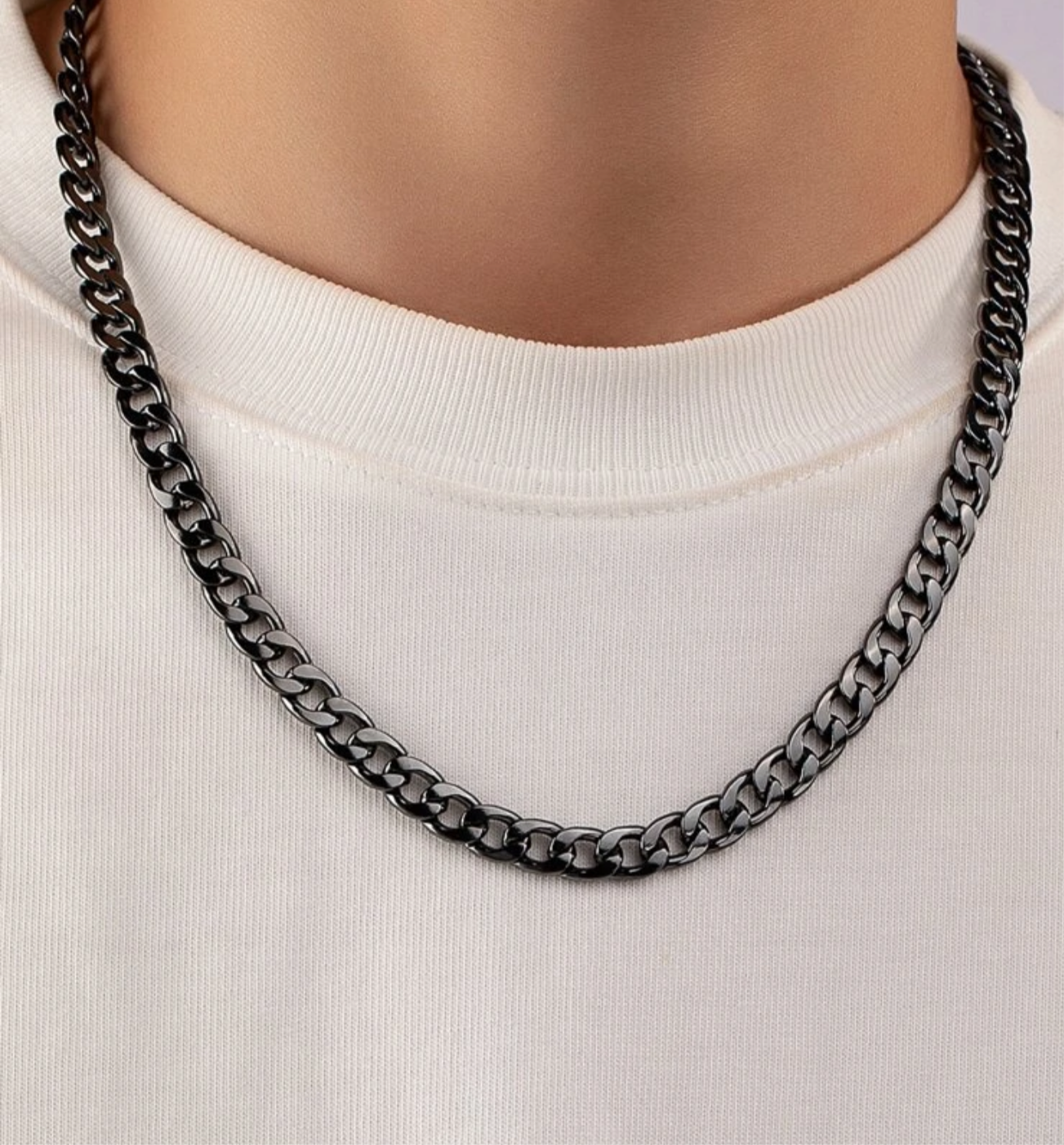 Collar de cadena minimalista trendy negro