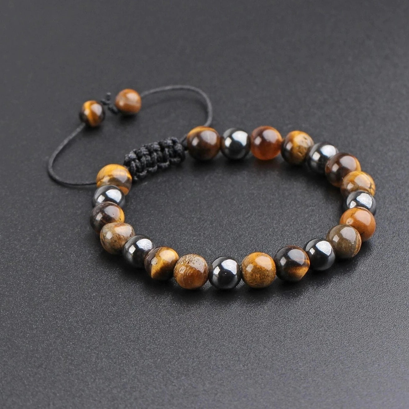 Pulsera Signature Single Ojo de Tigre y Hematita