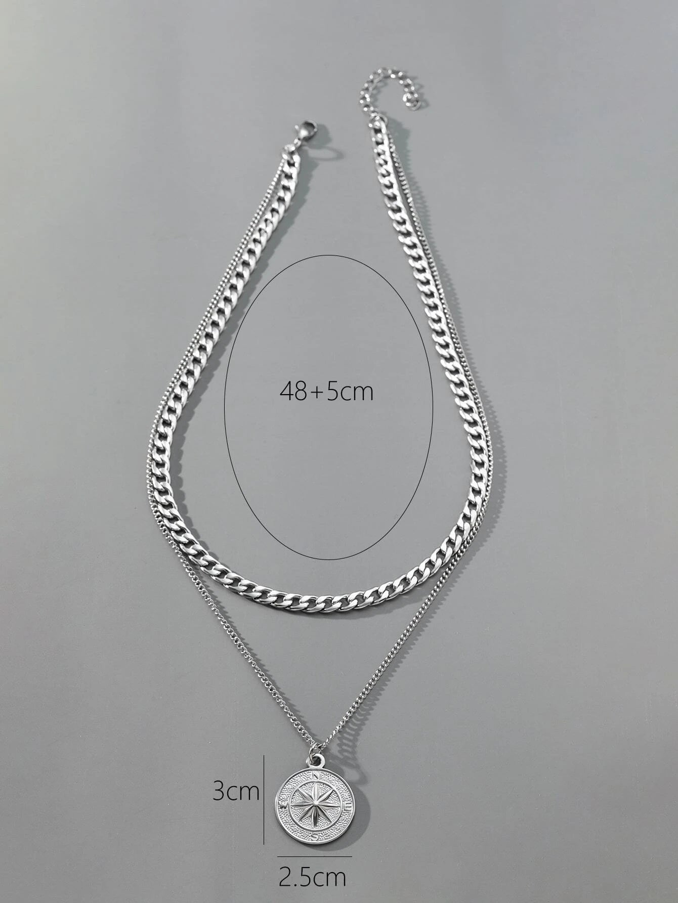 Collar doble con dije de estrella plateado
