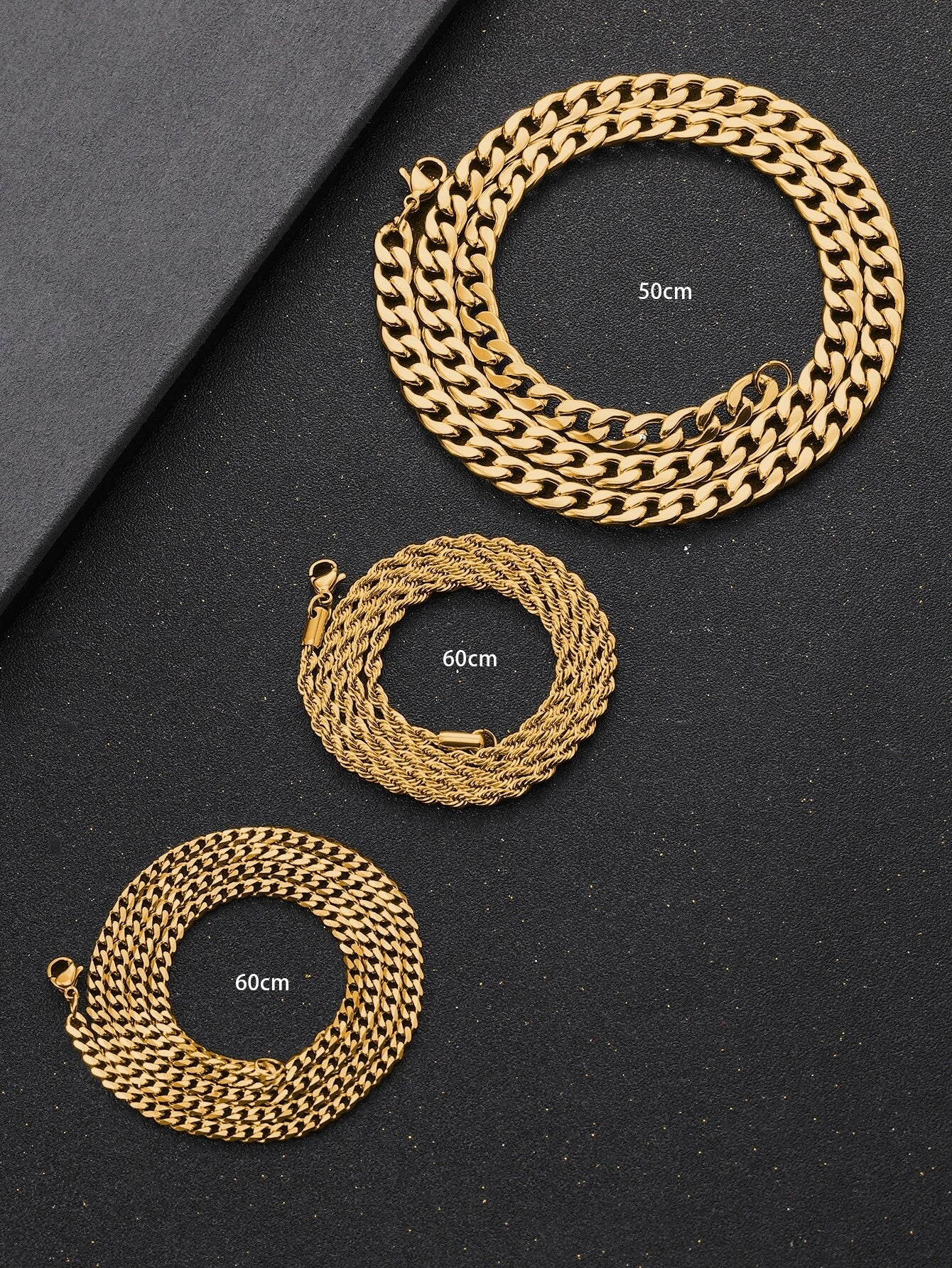 Minimalist chain necklace 3 pieces gold