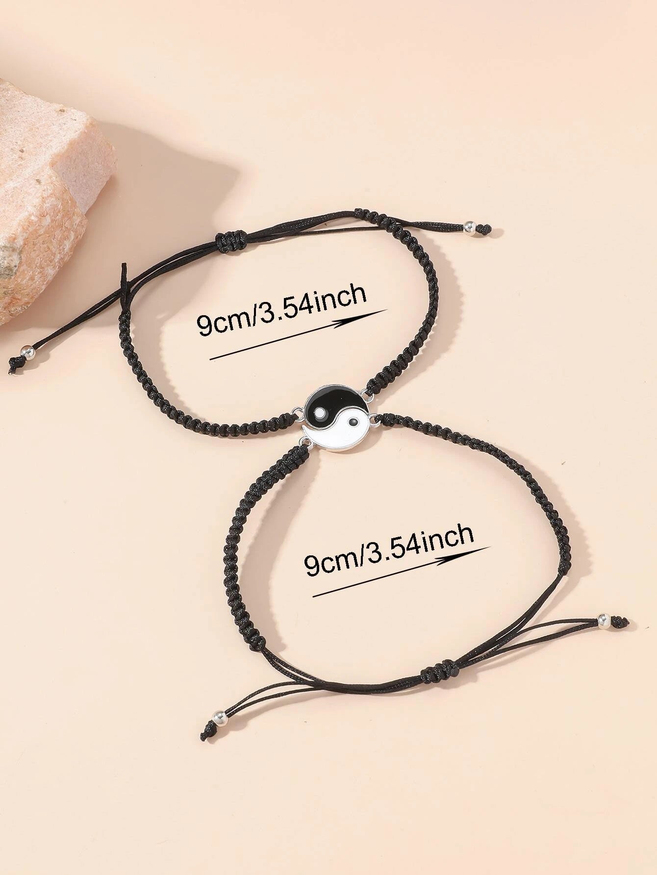 Pulsera para parejas negra Yin Yang 2 piezas