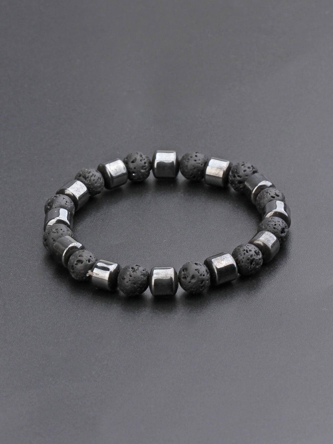 Minimalist Hematite and Lava Stone Bracelet