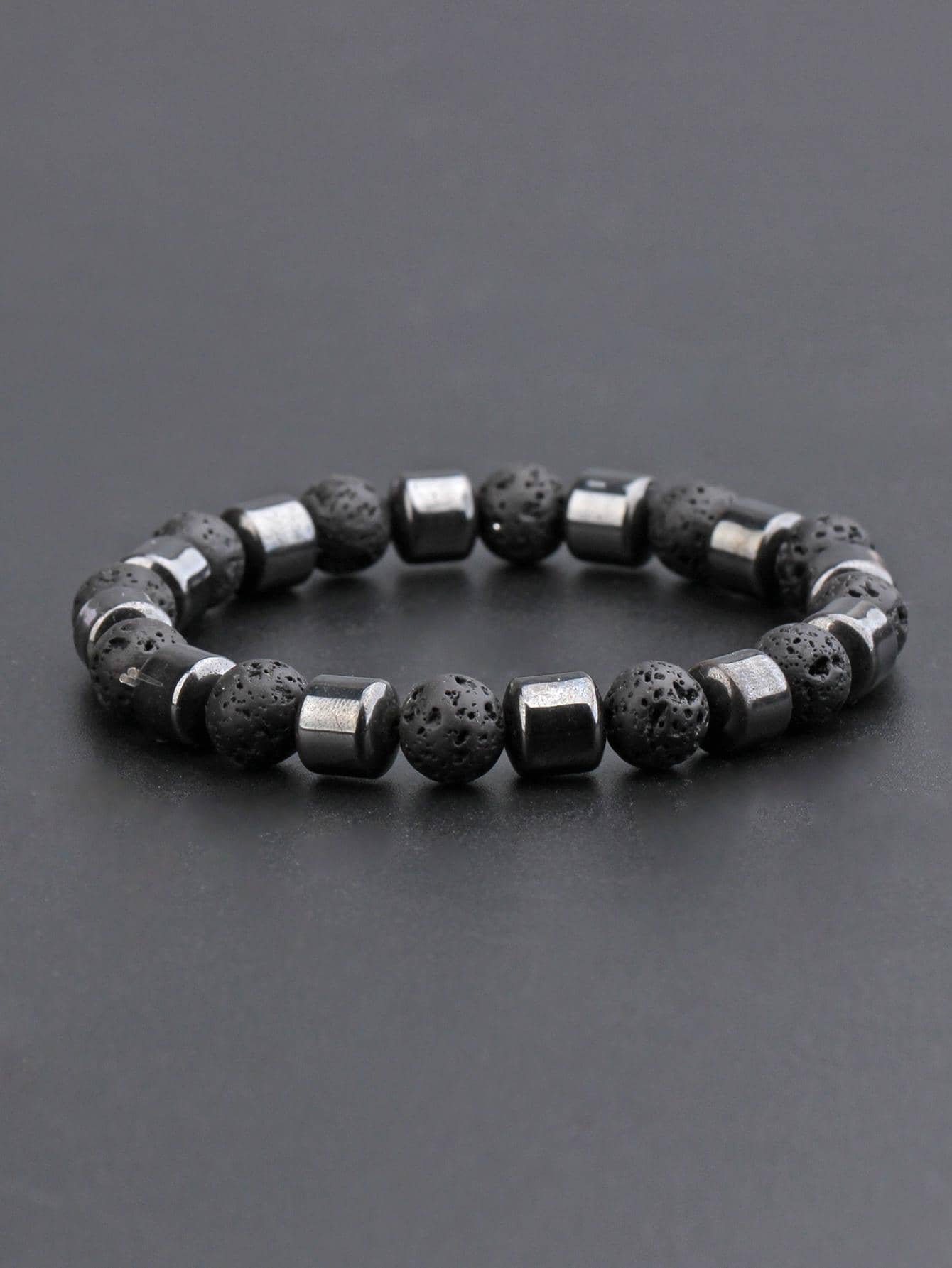 Minimalist Hematite and Lava Stone Bracelet