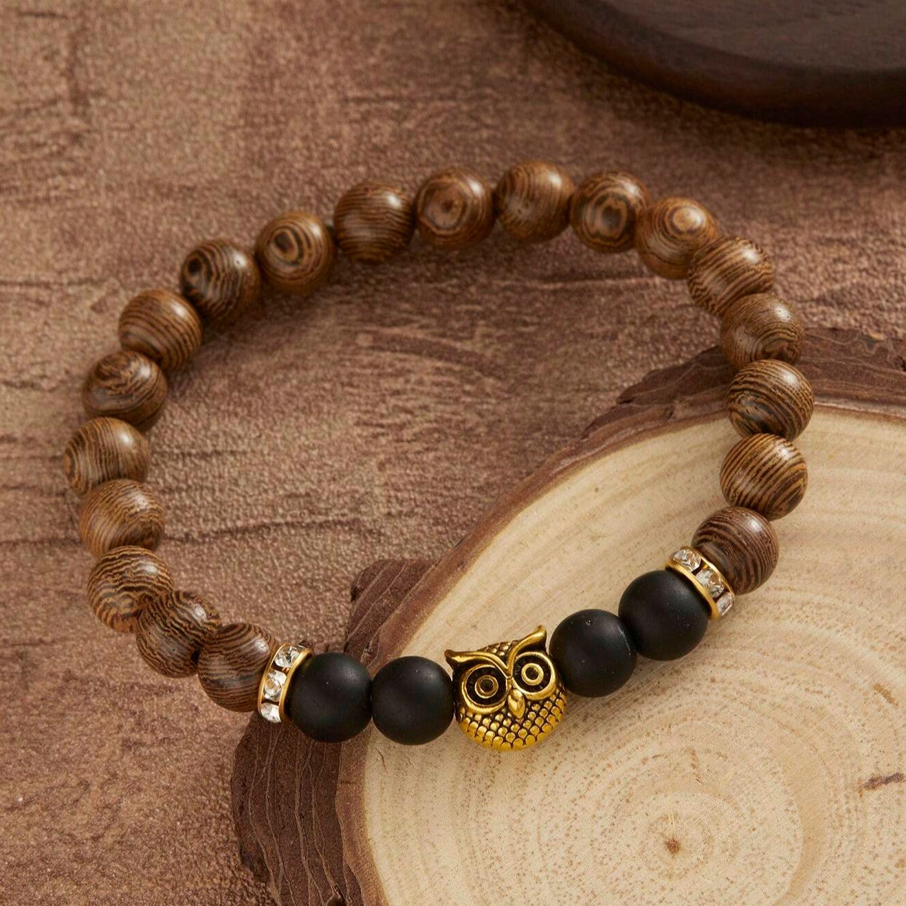 Signature Single Wooden Bead Owl Bracelet