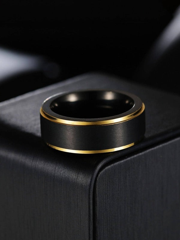 Two-tone black and gold minimalist ring