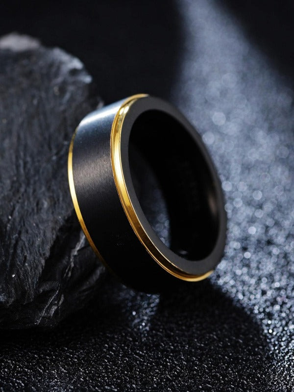 Two-tone black and gold minimalist ring