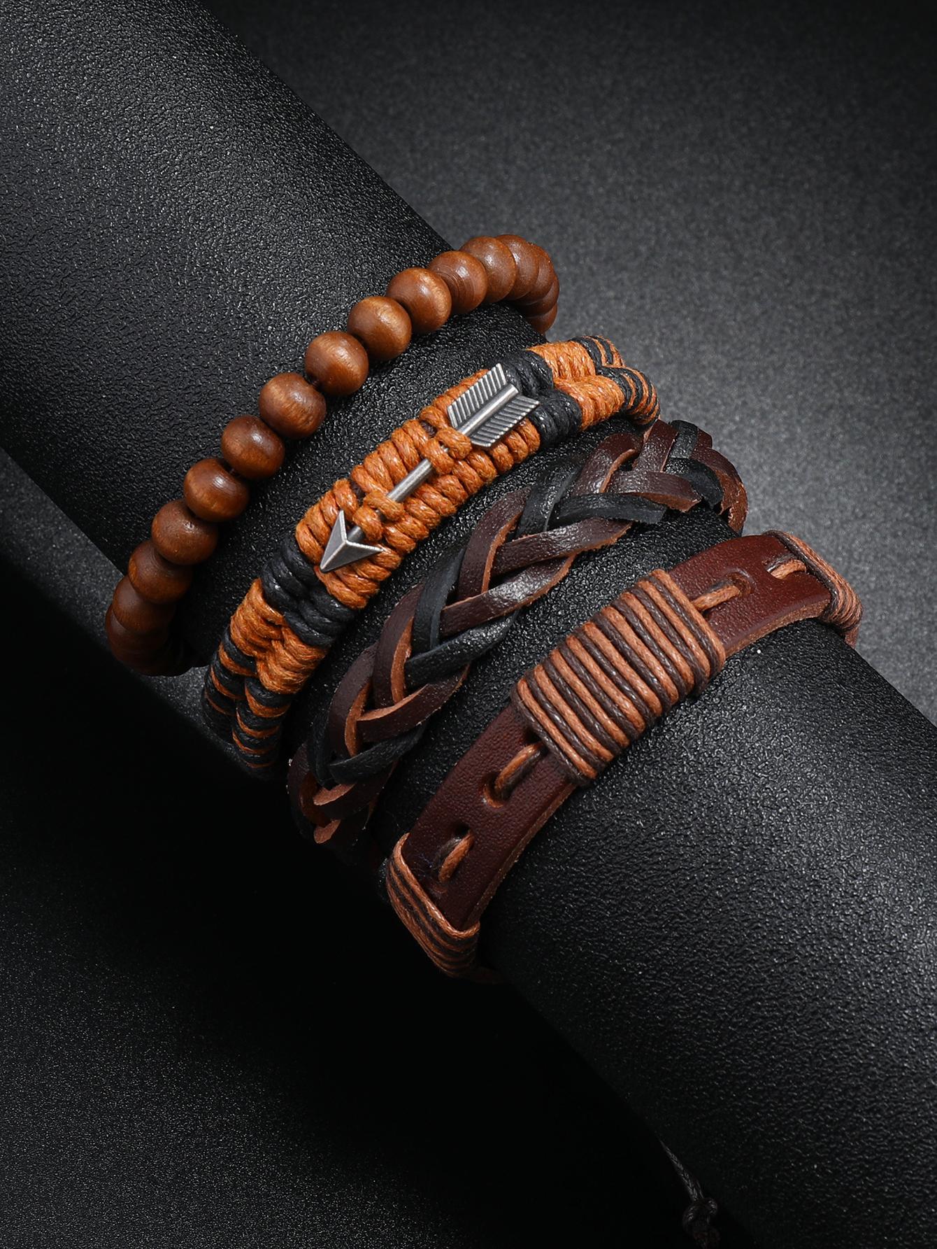 Set with 4 adjustable orange bracelets