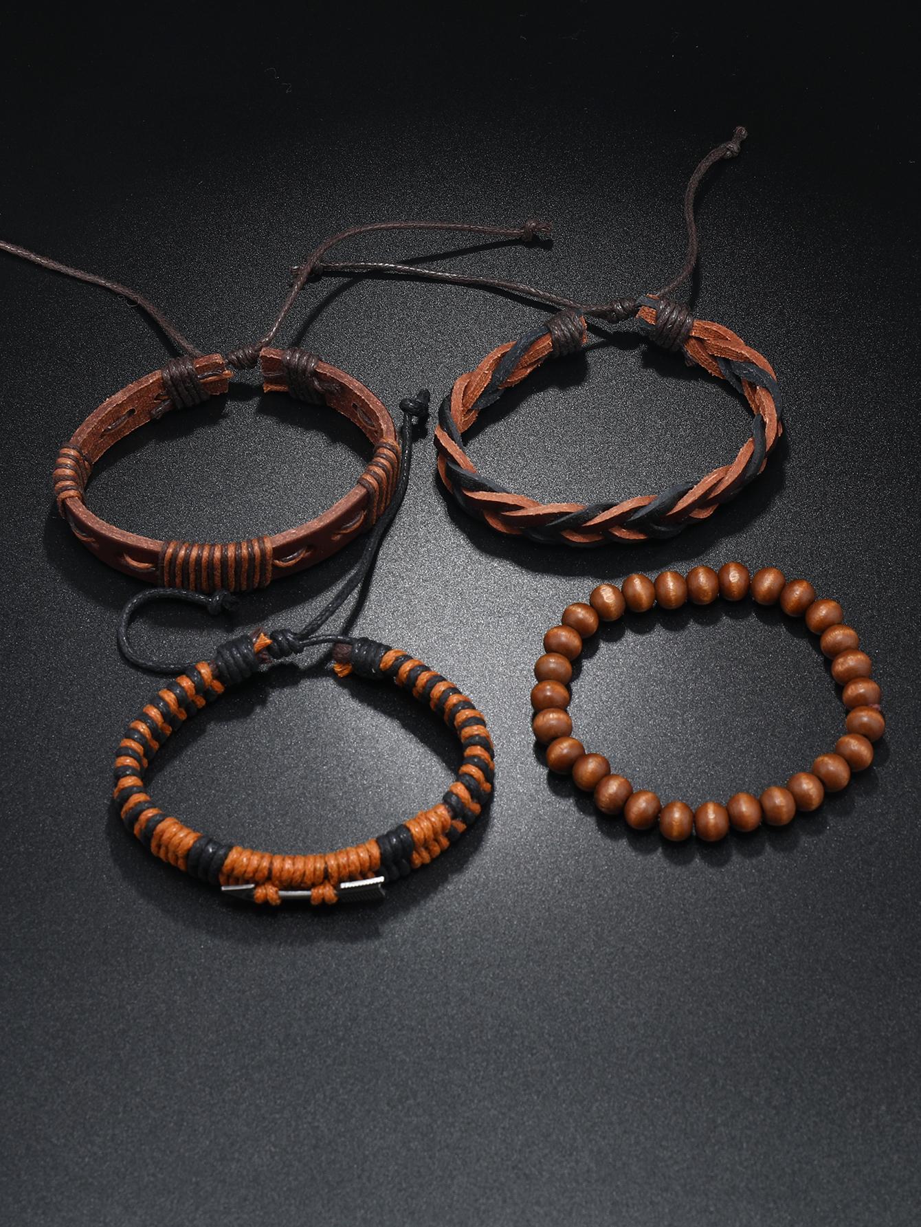 Set with 4 adjustable orange bracelets