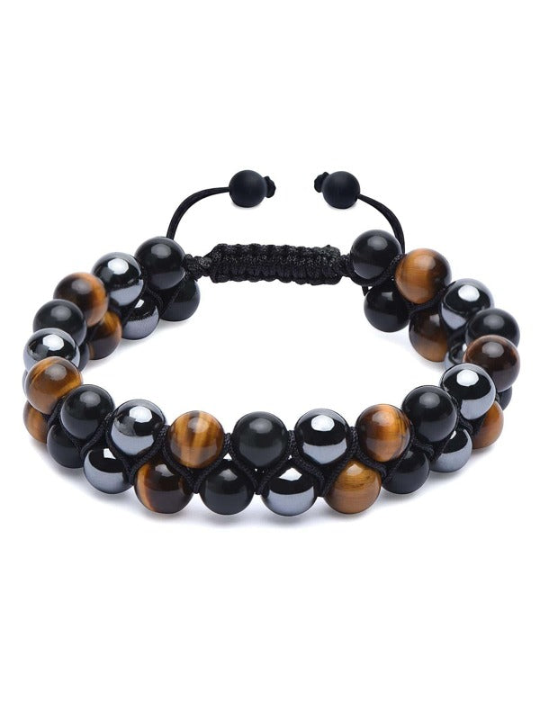 Signature Double Stone Onyx and Tiger's Eye Bracelet