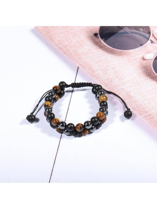 Signature Double Stone Onyx and Tiger's Eye Bracelet