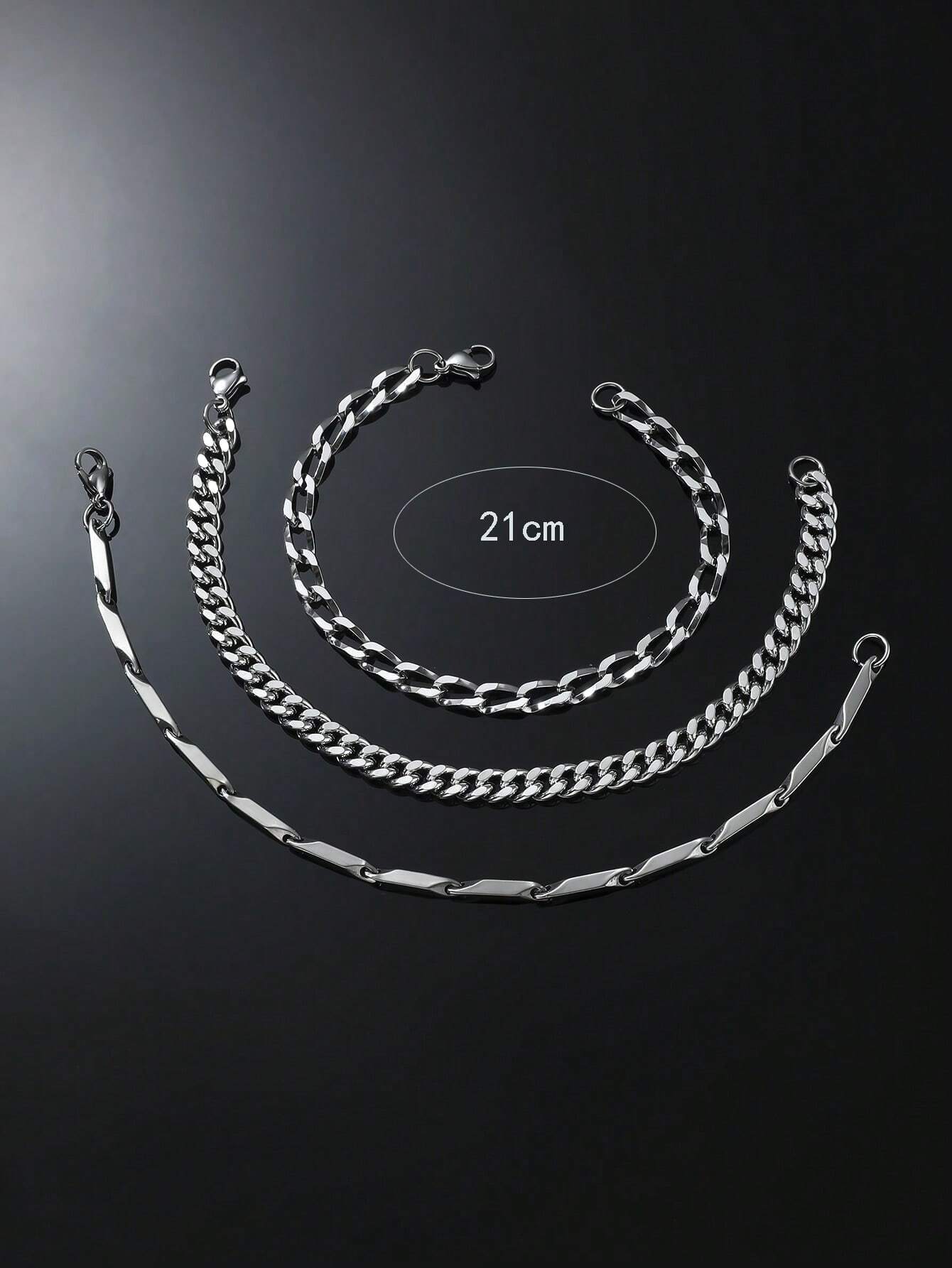Pulsera minimalista plateada 3 piezas
