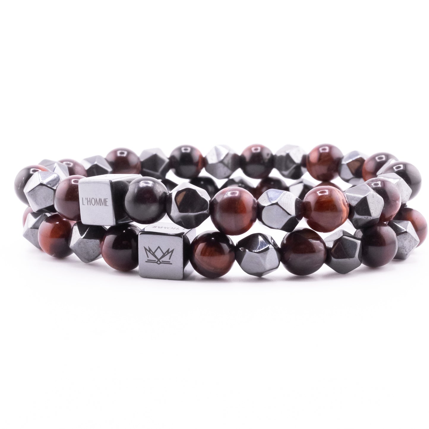 Pulsera Signature Diamond Ojo de Tigre Rojo y Hematita