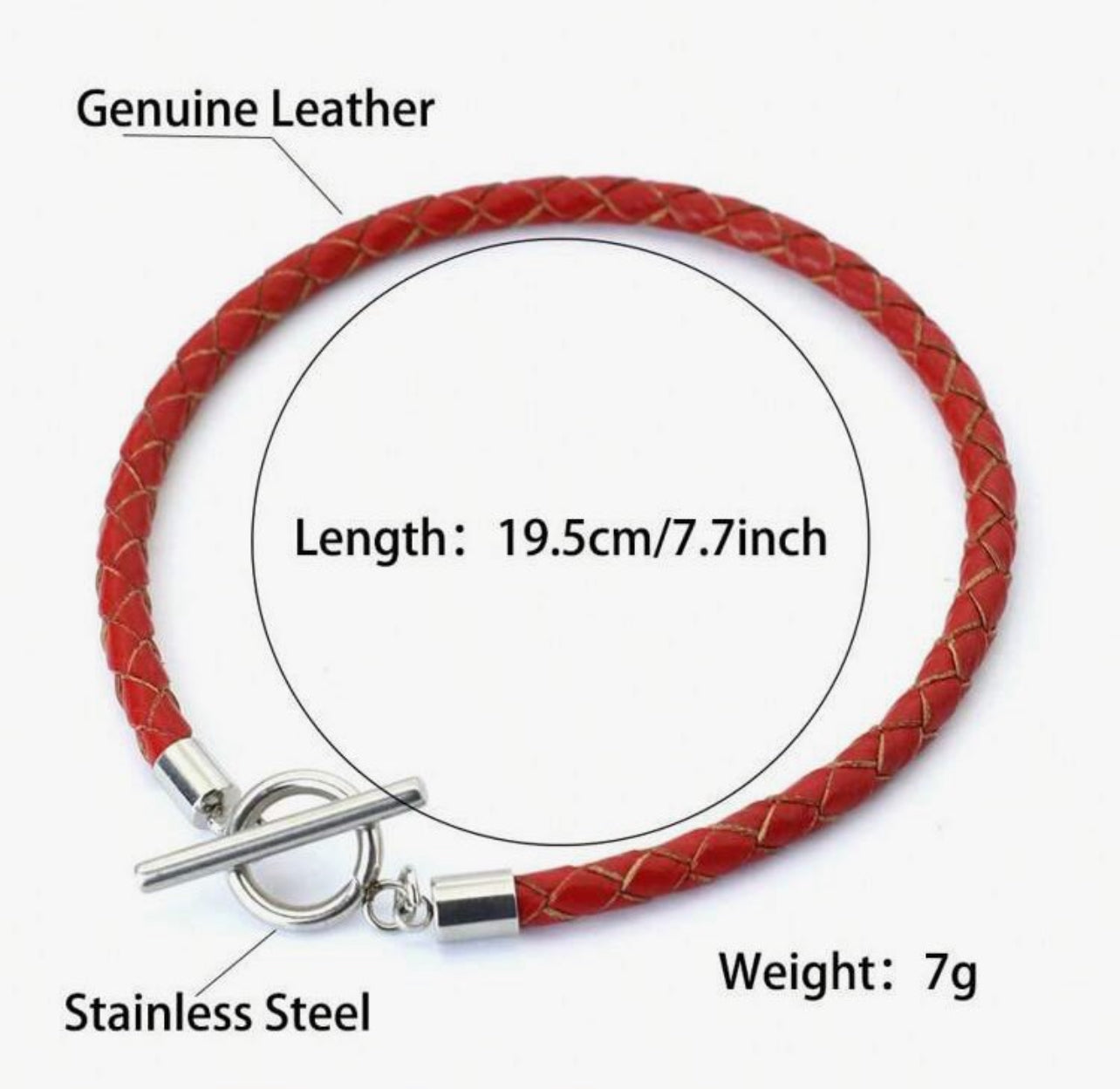 Pulsera trenzada roja con bucle