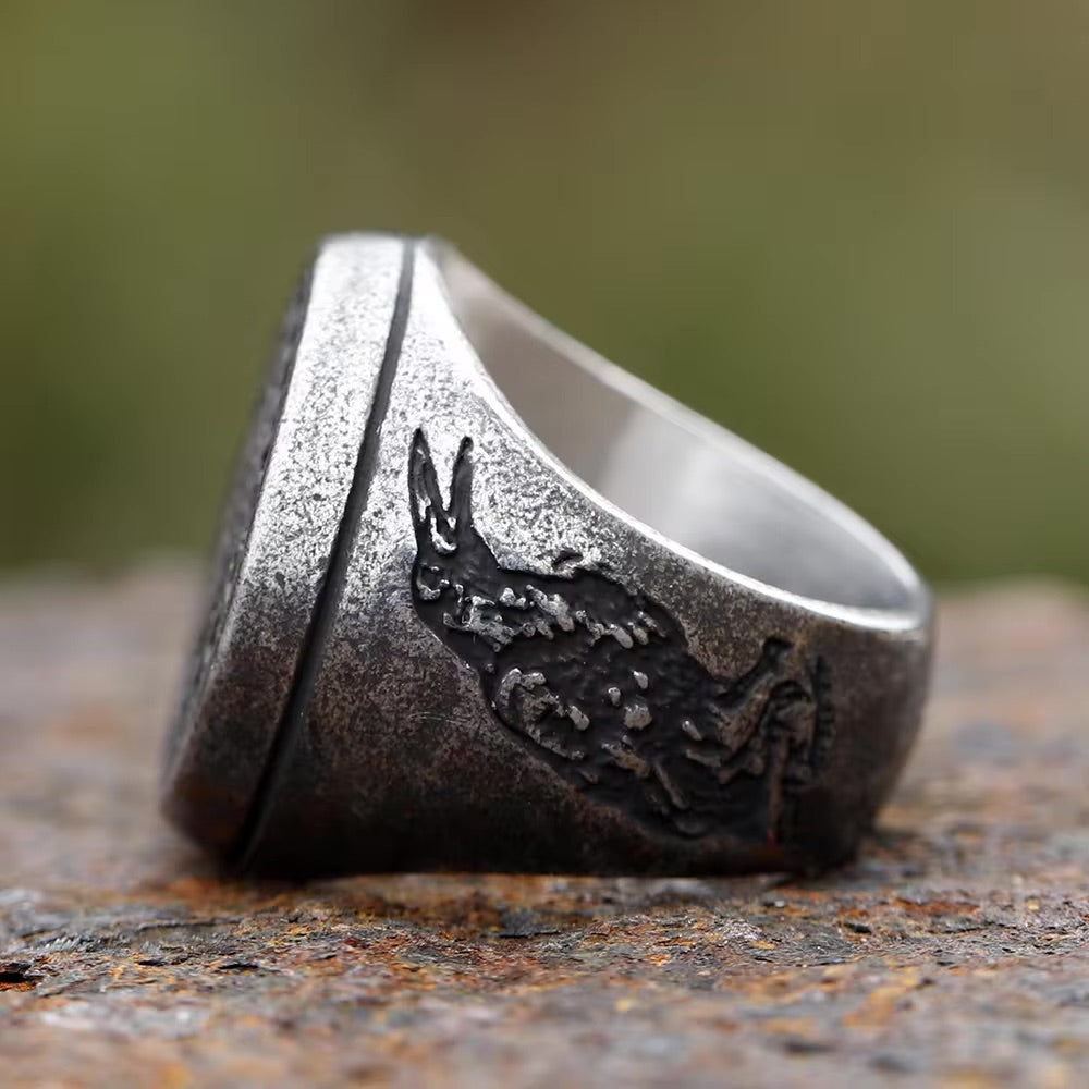 Anillo Vikingo Runas Nórdicas Plateado