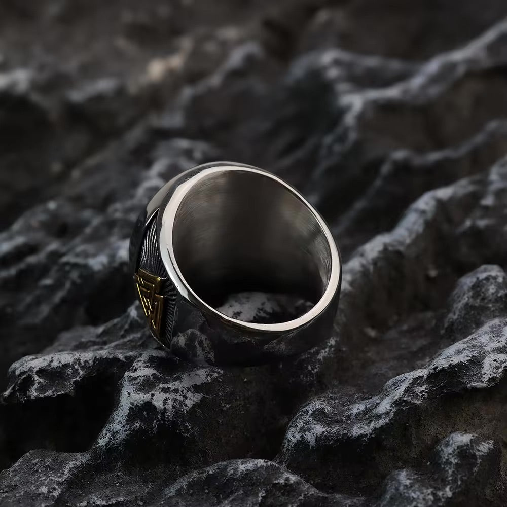Anillo Vikingo Plateado y Dorado