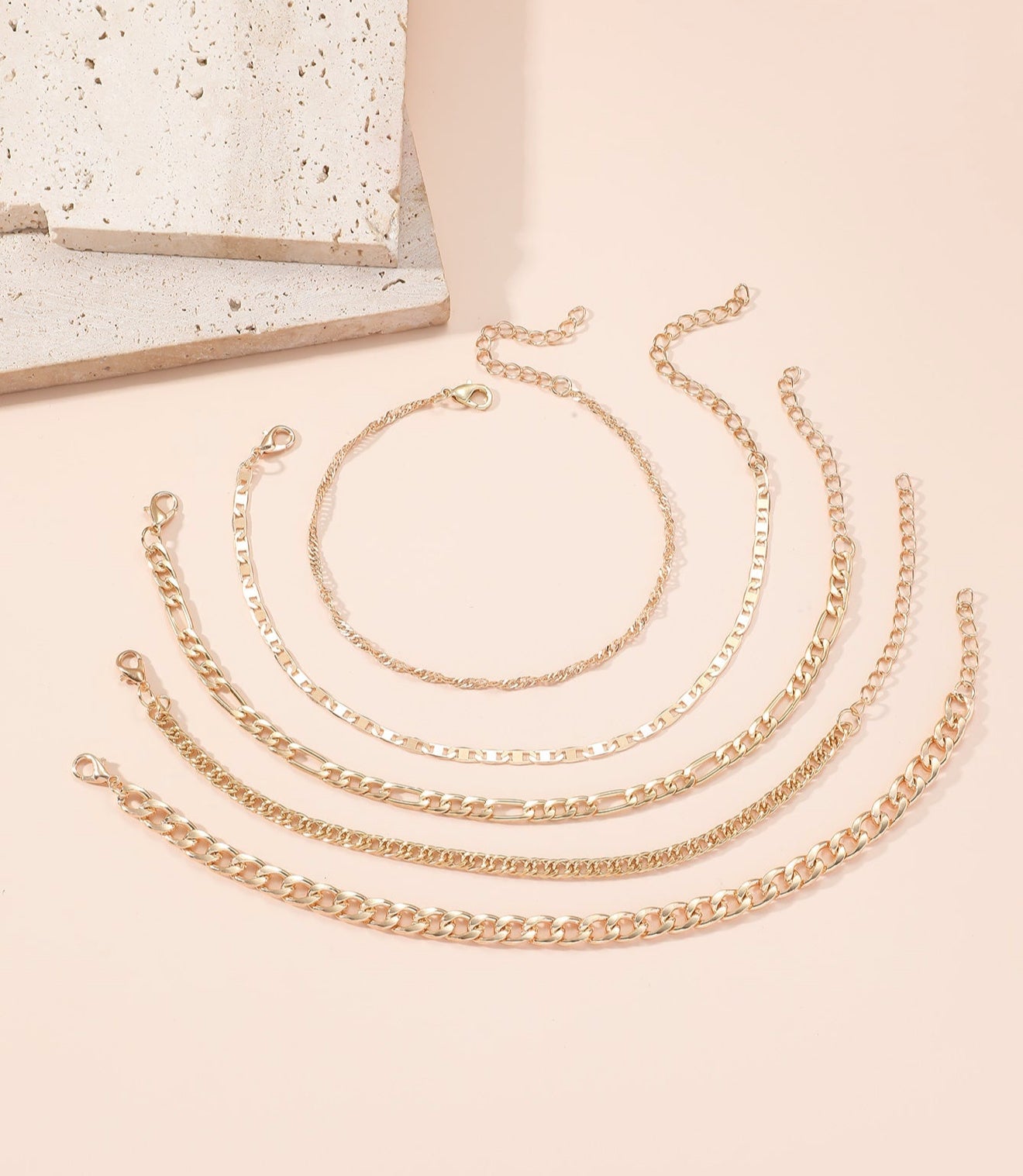 Mia Set de Tobillera en Acero Inoxidable Dorado