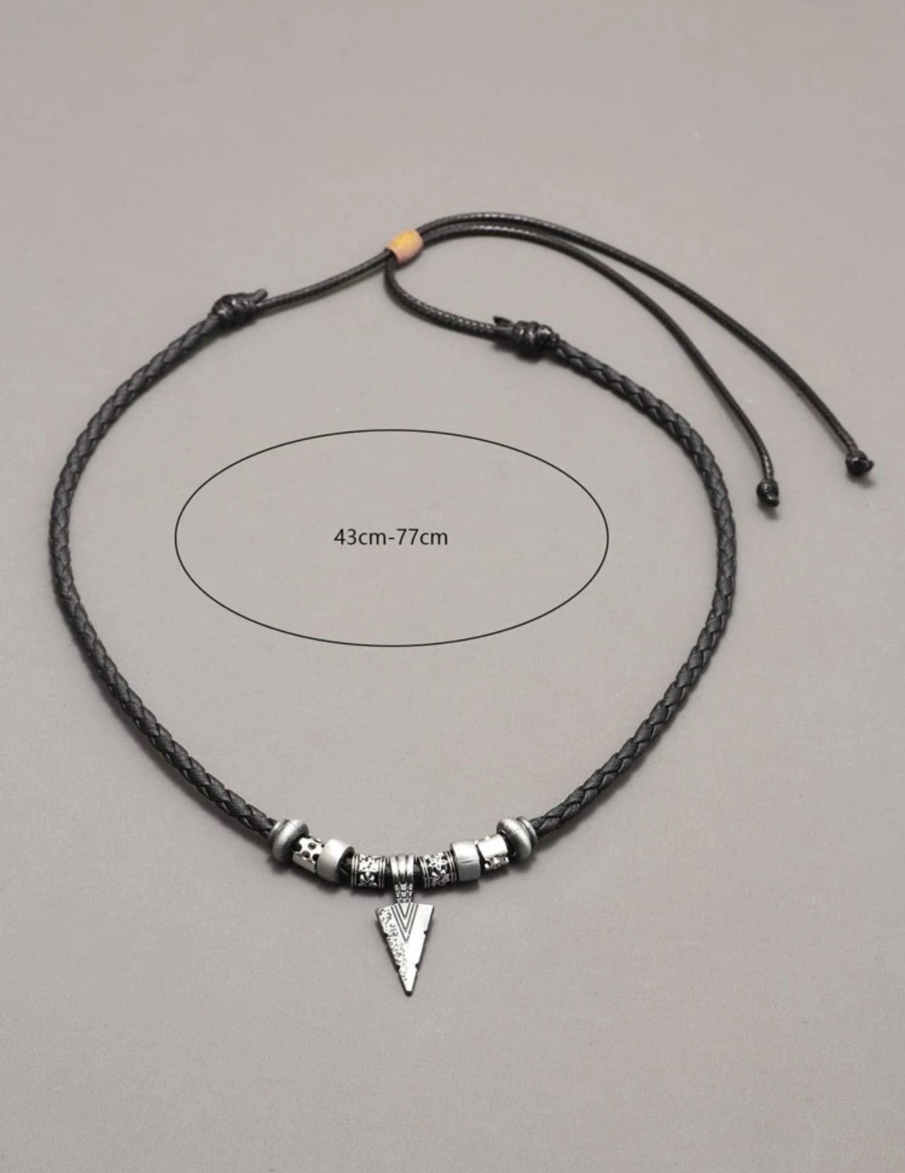 Triangle Bead Design Braided Design Pendant Necklace