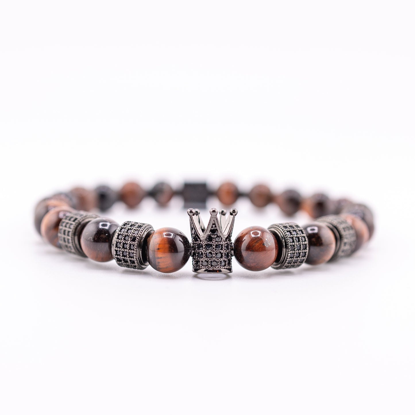 Pulsera Signature Majestic Ojo de Tigre Rojo y Ónix