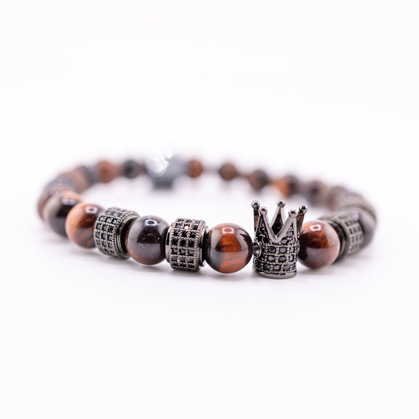 Pulsera Signature Majestic Ojo de Tigre Rojo y Ónix