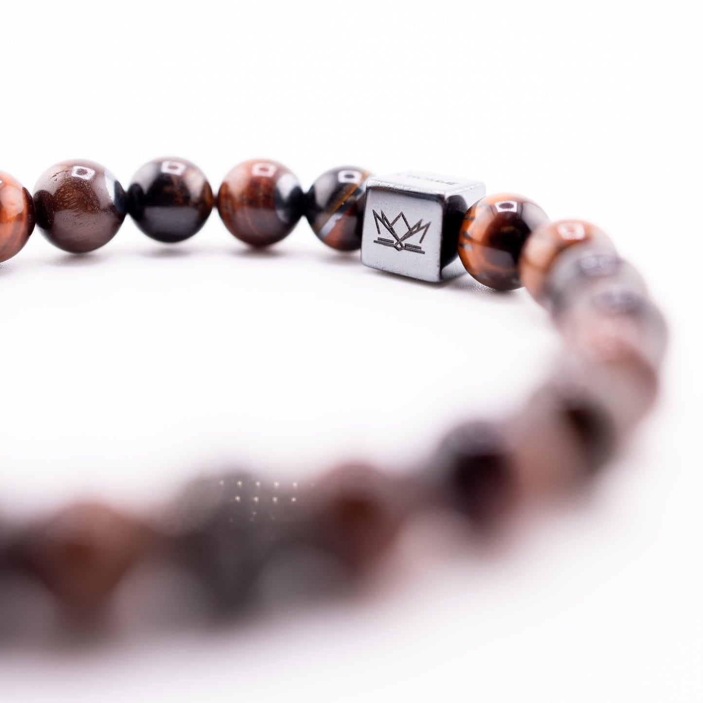 Pulsera Signature Majestic Ojo de Tigre Rojo y Ónix