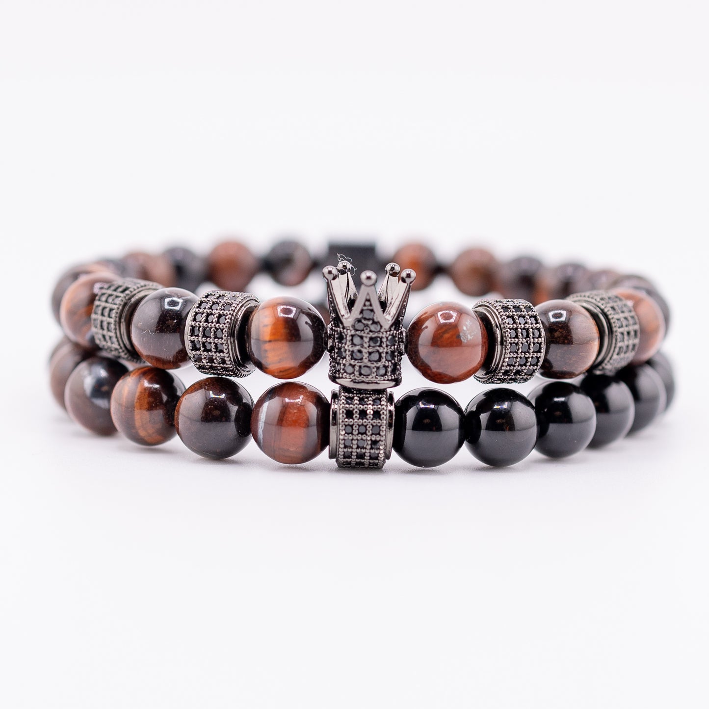 Pulsera Signature Majestic Ojo de Tigre Rojo y Ónix