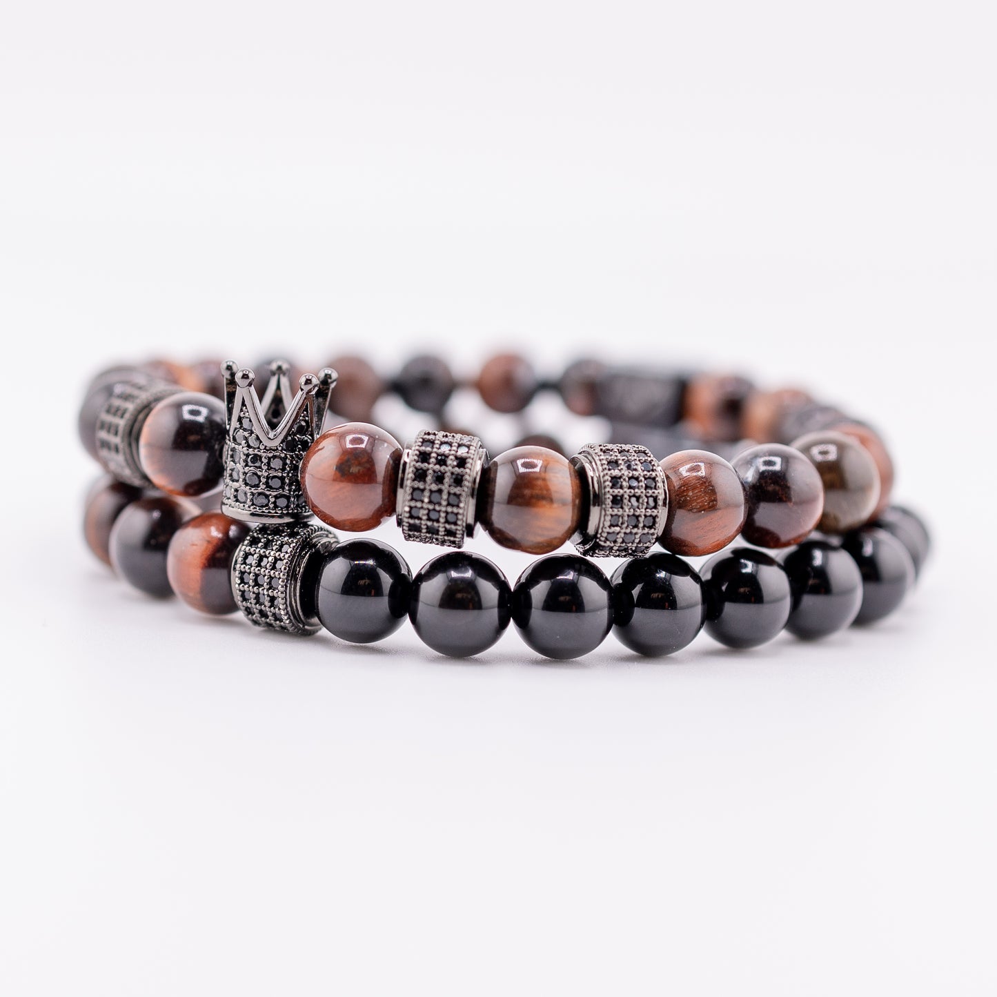 Pulsera Signature Majestic Ojo de Tigre Rojo y Ónix