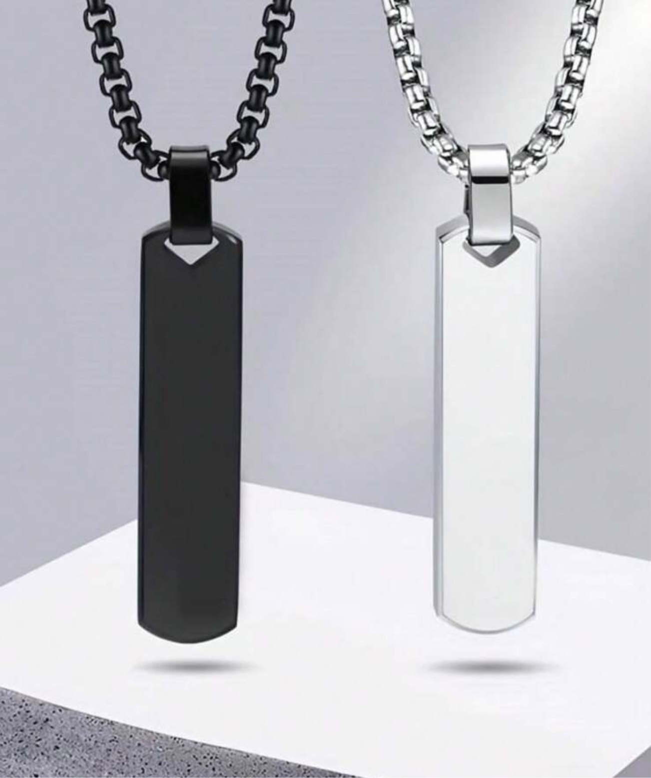 Collar con diseño rectangular Plateado