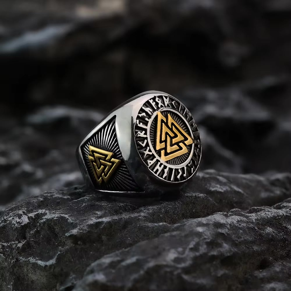 Anillo Vikingo Plateado y Dorado