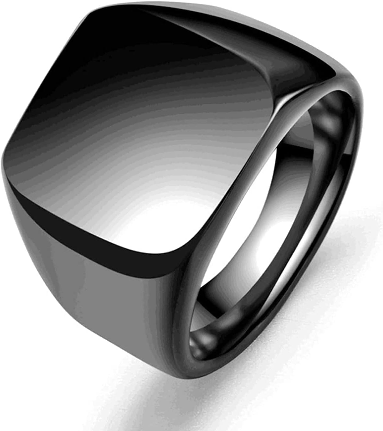 Anillo con forma geométrica de acero inoxidable plateado