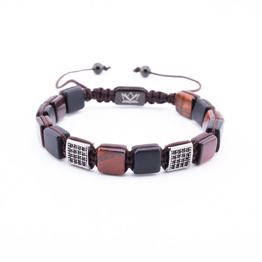 Pulsera Signature Gemcube Ojo de Tigre Rojo y Zirconia