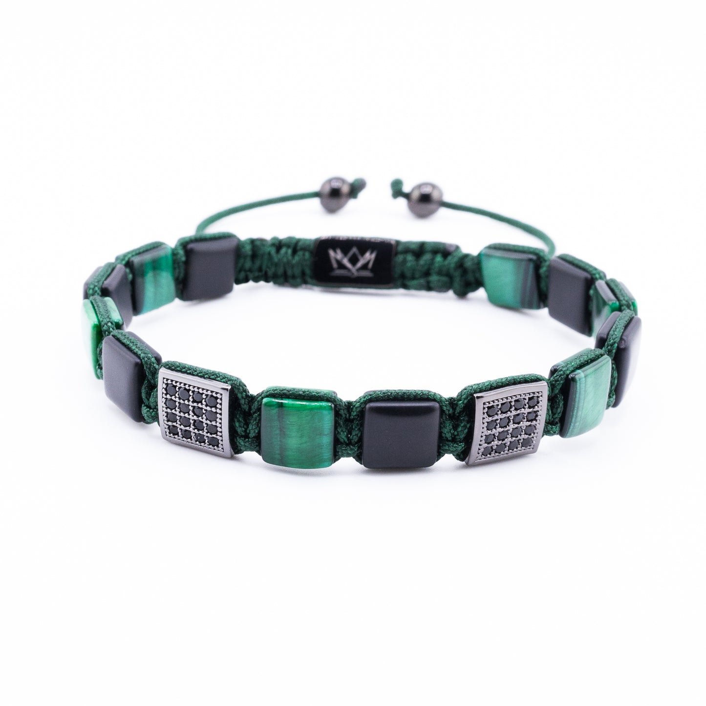 Pulsera Gemcube + Doble Ojo de Tigre Verde