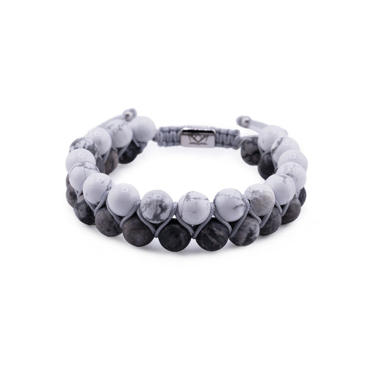 Pulsera Signature Doble Howlita y Piedra Mapa