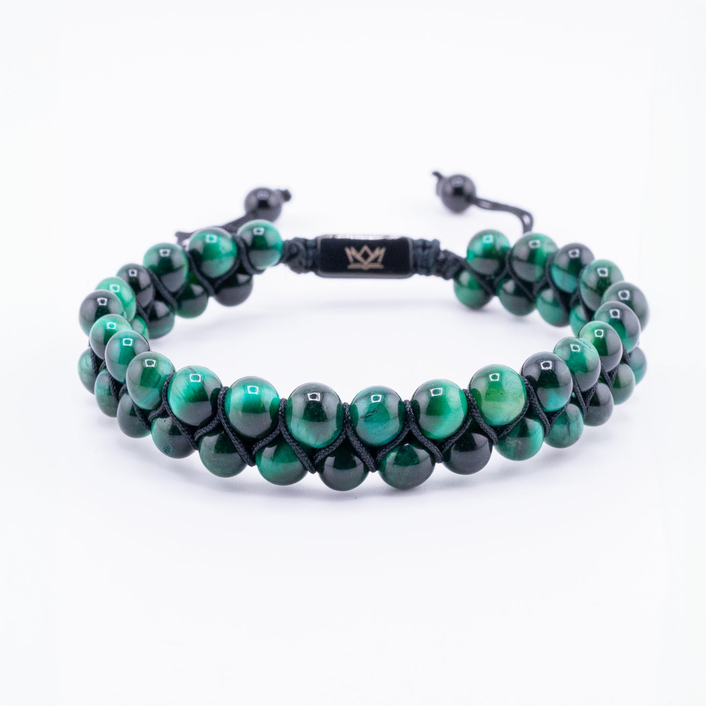 Pulsera Gemcube + Doble Ojo de Tigre Verde