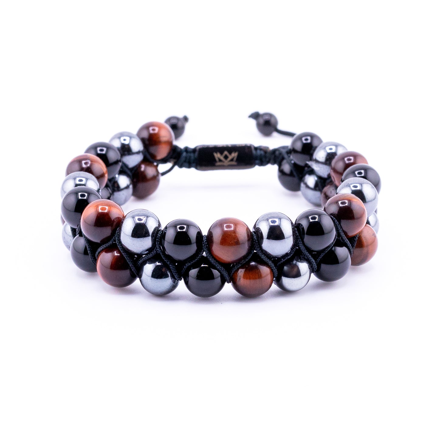 Signature Double Stone Onyx and Red Tiger's Eye Bracelet