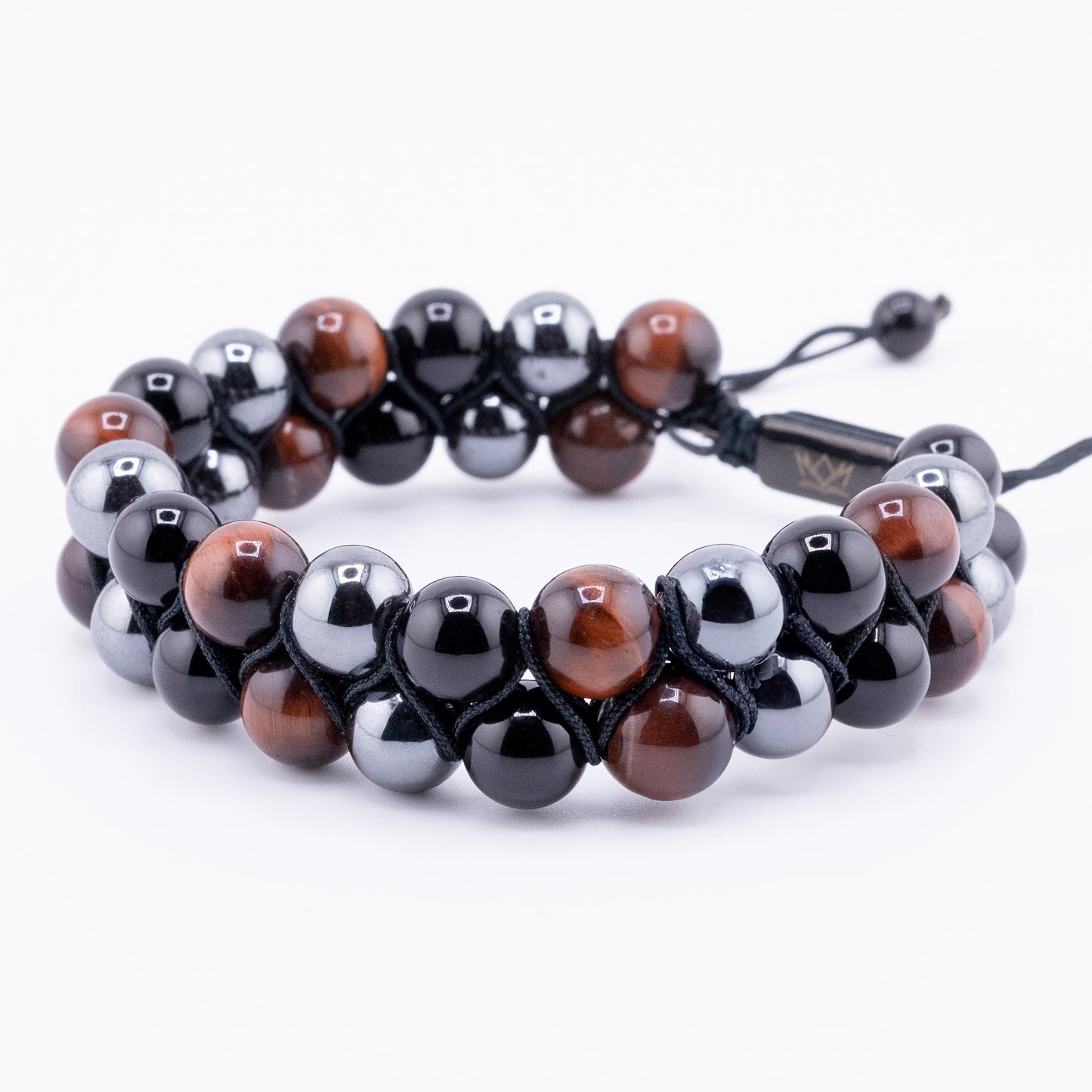Signature Double Stone Onyx and Red Tiger's Eye Bracelet