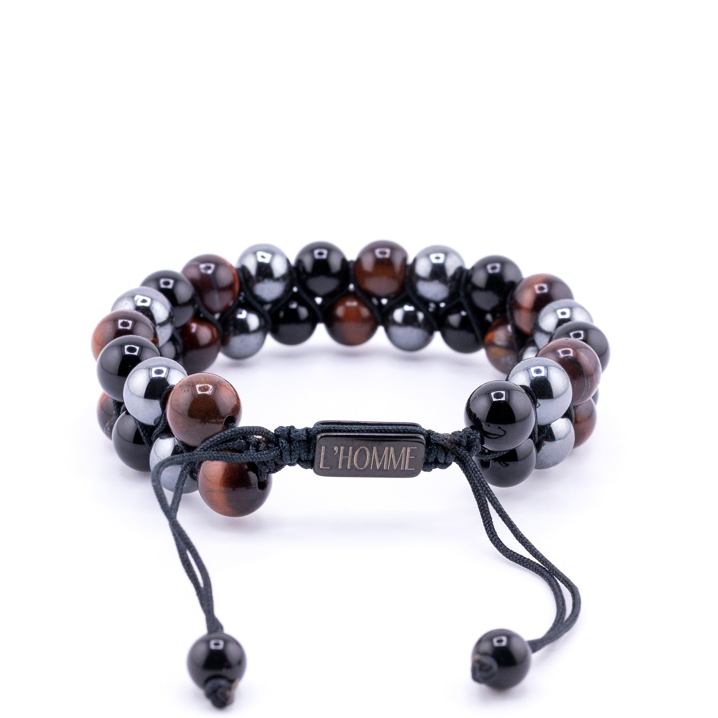 Signature Double Stone Onyx and Red Tiger's Eye Bracelet