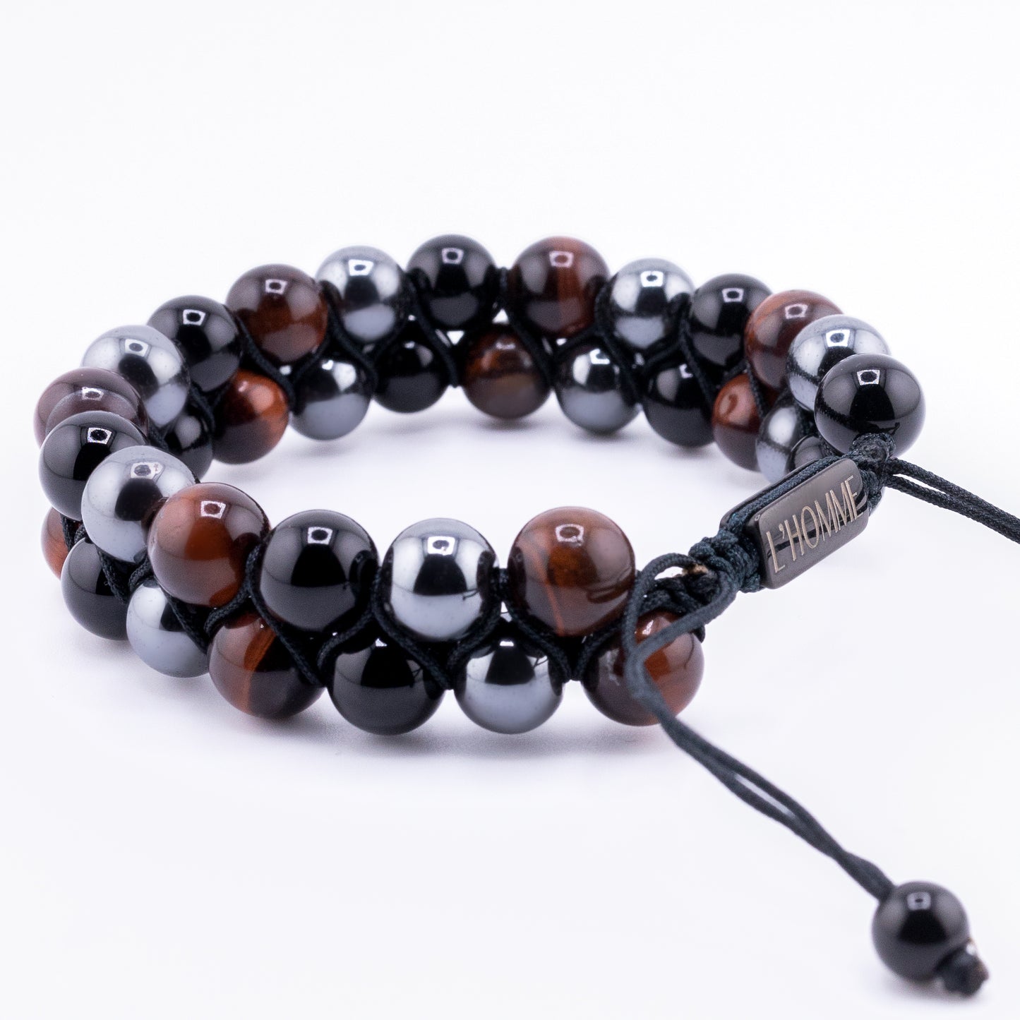 Signature Double Stone Onyx and Red Tiger's Eye Bracelet