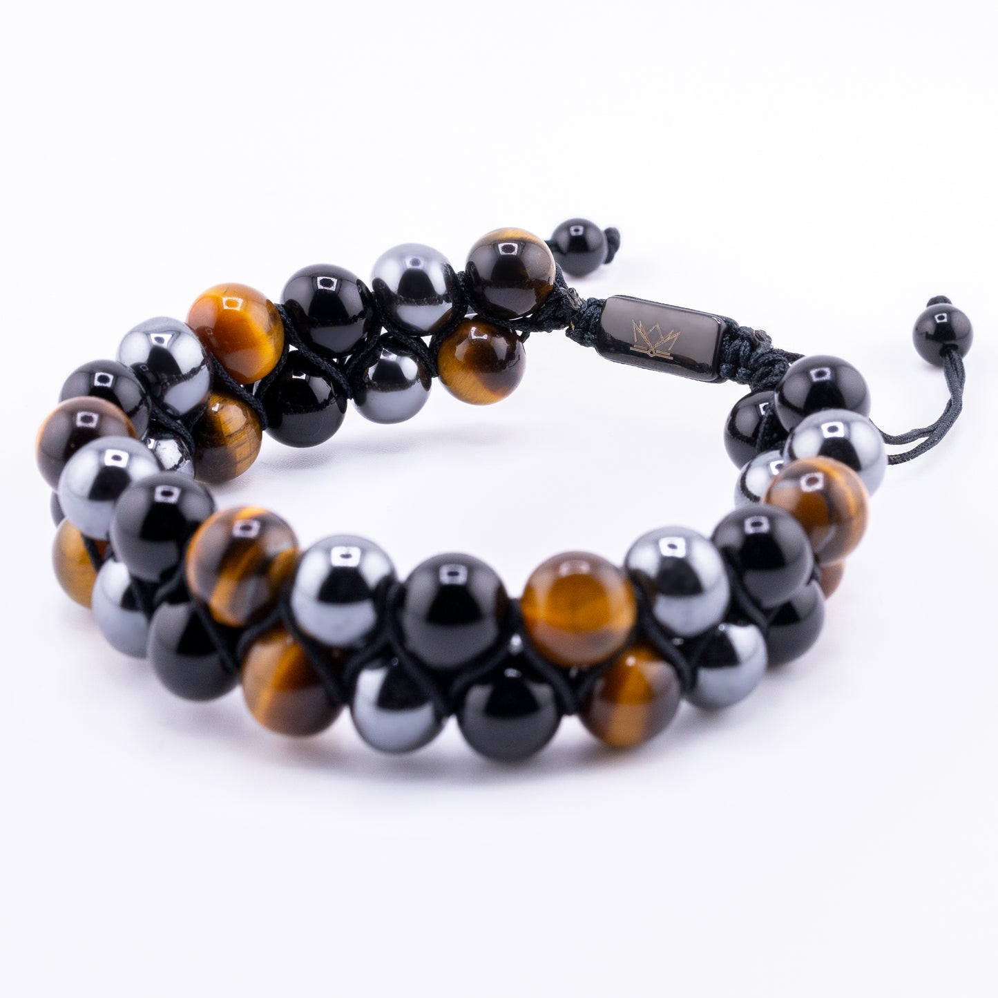 Signature Double Stone Onyx and Yellow Tiger's Eye Bracelet