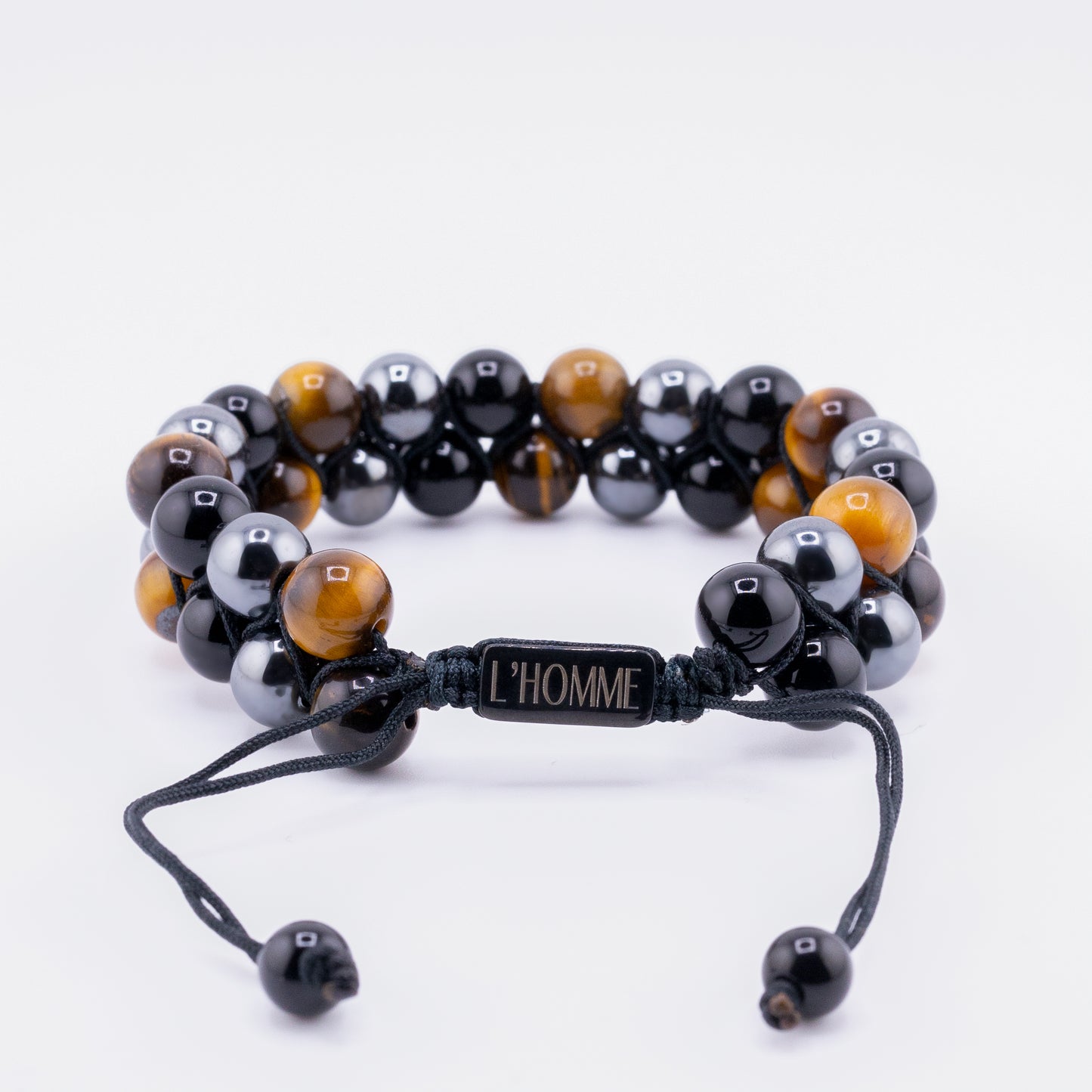 Signature Double Stone Onyx and Yellow Tiger's Eye Bracelet
