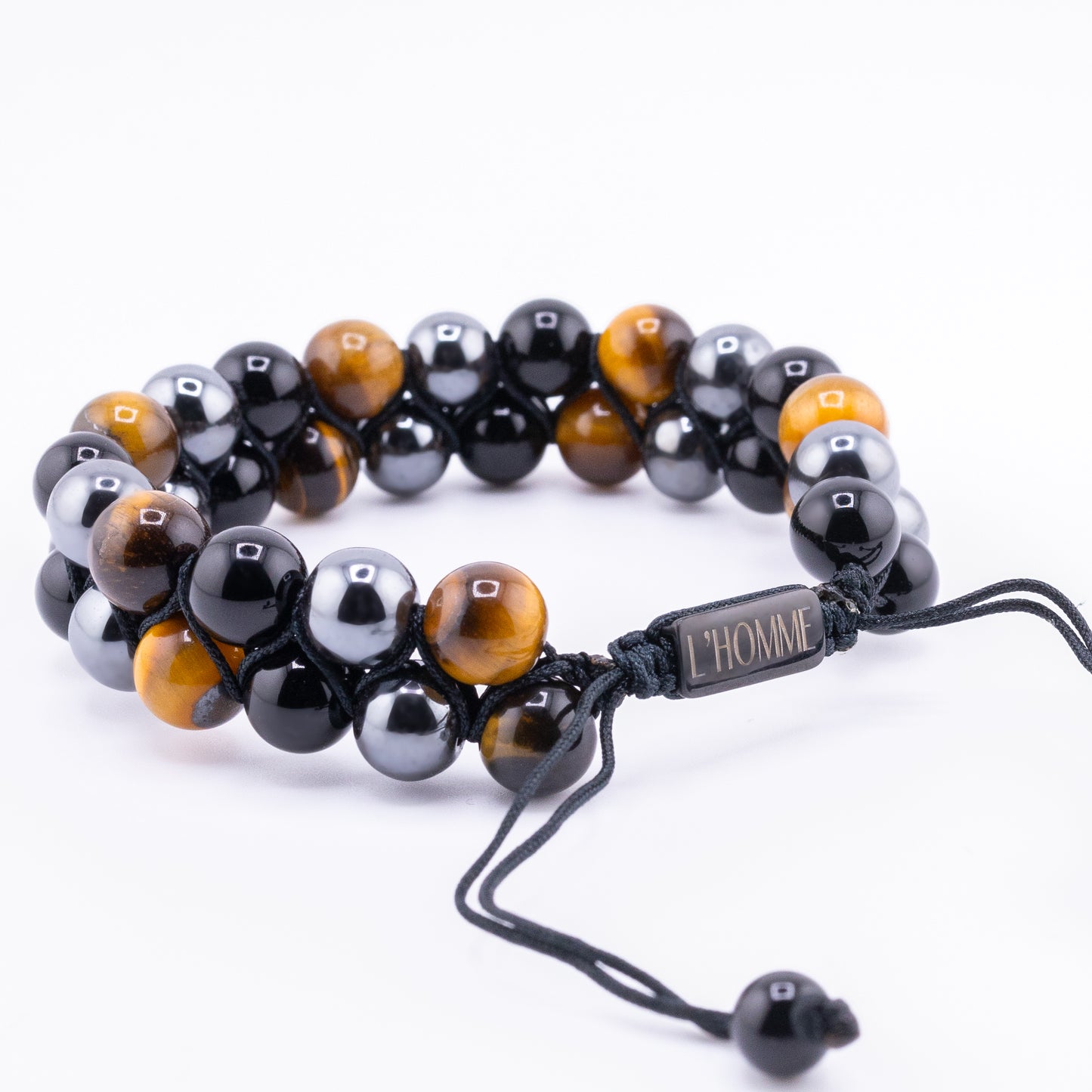 Signature Double Stone Onyx and Yellow Tiger's Eye Bracelet