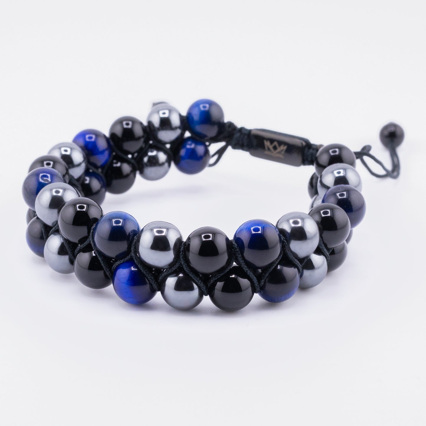 Signature Double Stone Onyx and Deep Blue Tiger's Eye Bracelet