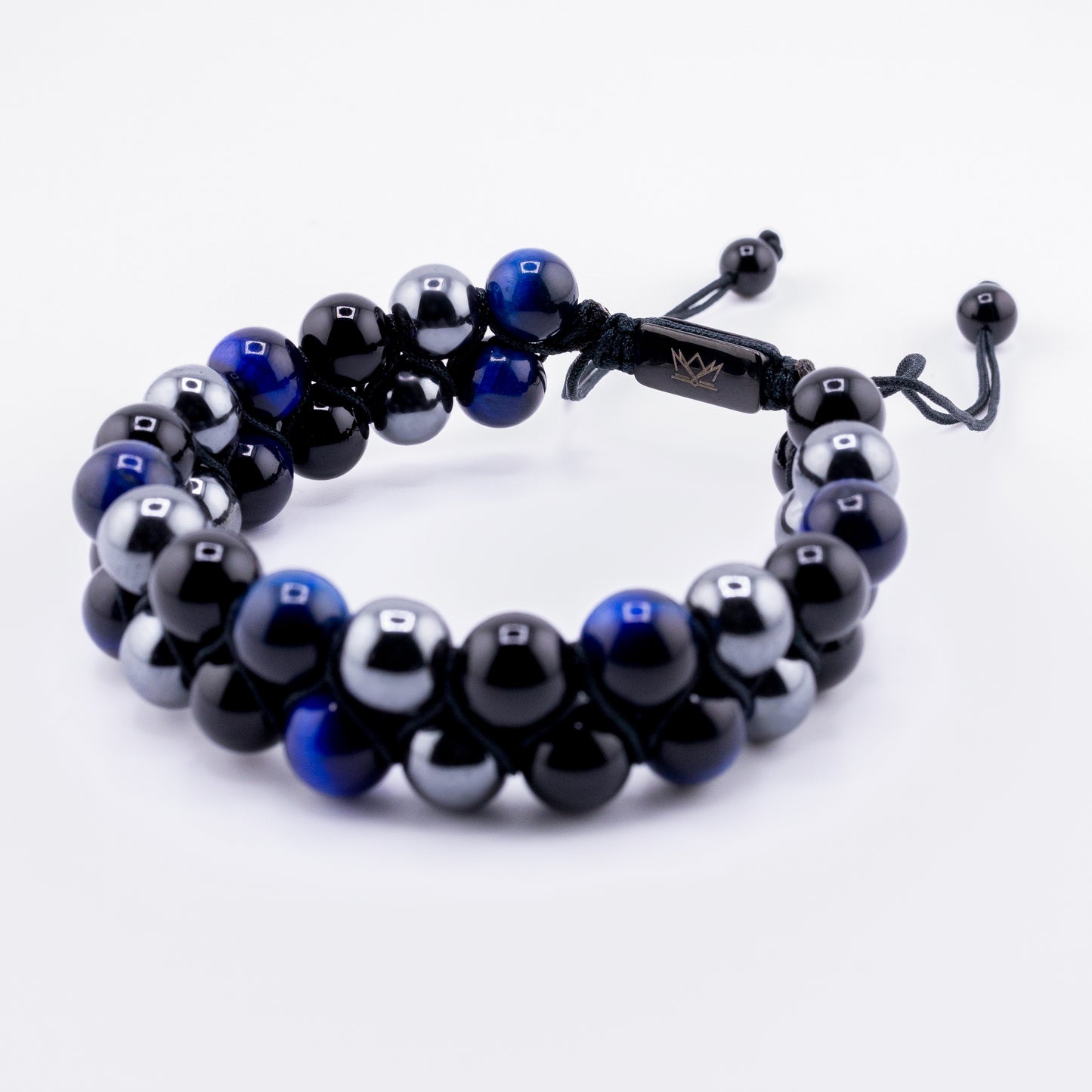 Signature Double Stone Onyx and Deep Blue Tiger's Eye Bracelet