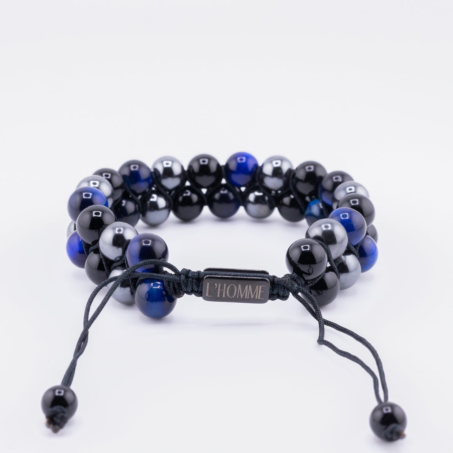 Signature Double Stone Onyx and Deep Blue Tiger's Eye Bracelet
