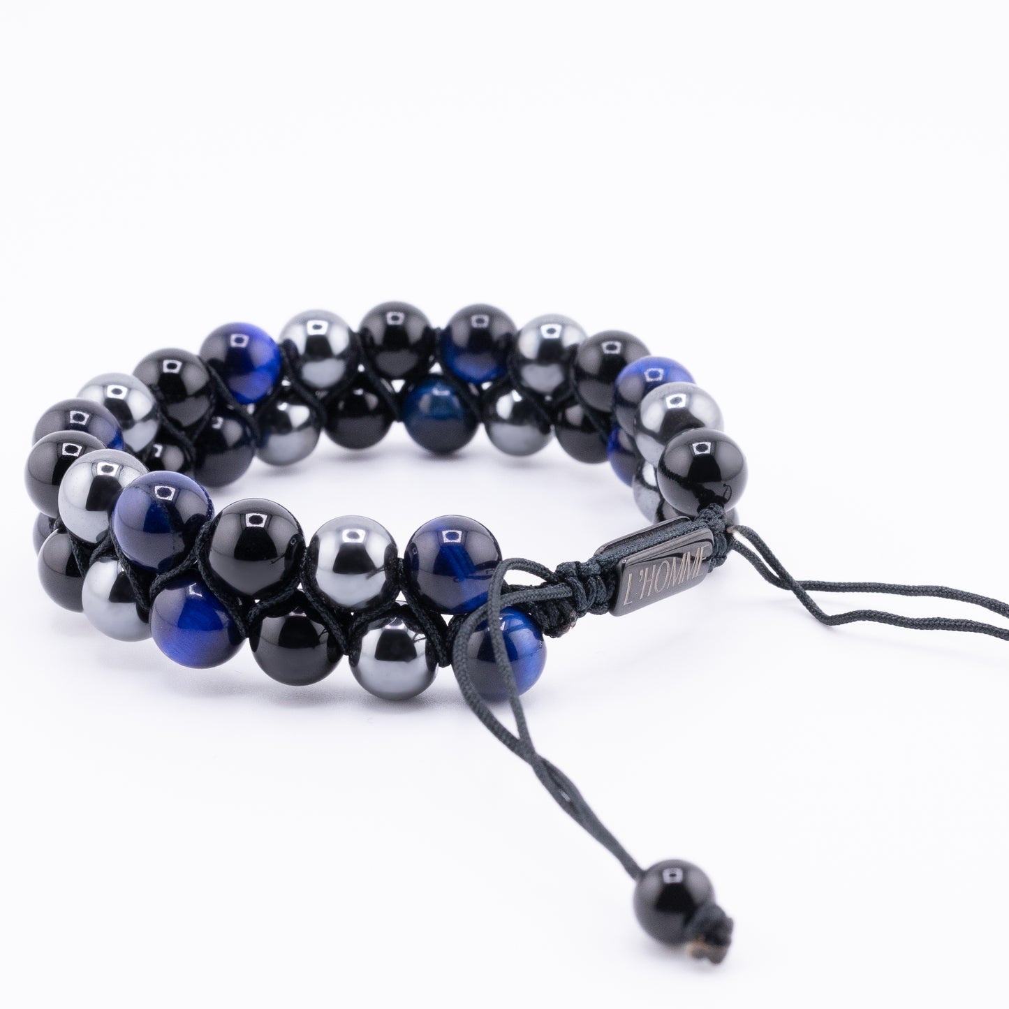 Signature Double Stone Onyx and Deep Blue Tiger's Eye Bracelet