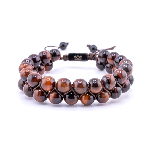 Pulsera Signature Doble Ojo de Tigre Rojo