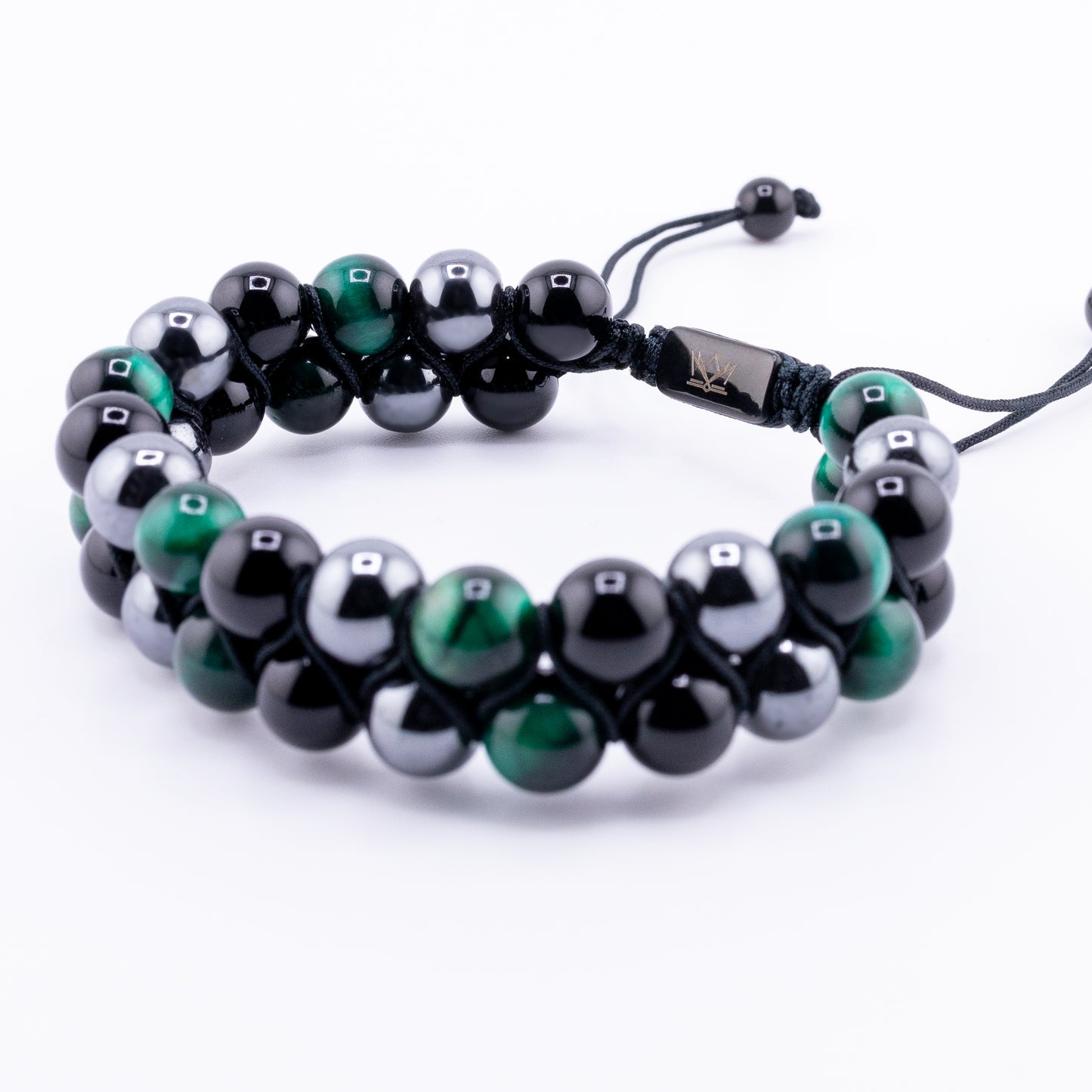 Signature Double Stone Onyx and Green Tiger's Eye Bracelet