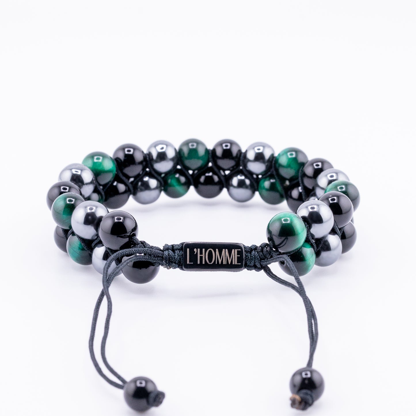 Signature Double Stone Onyx and Green Tiger's Eye Bracelet