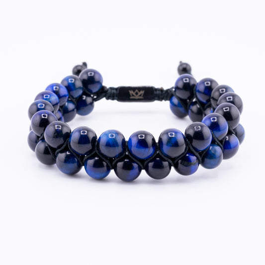 Pulsera Signature Doble Ojo de Tigre Azul