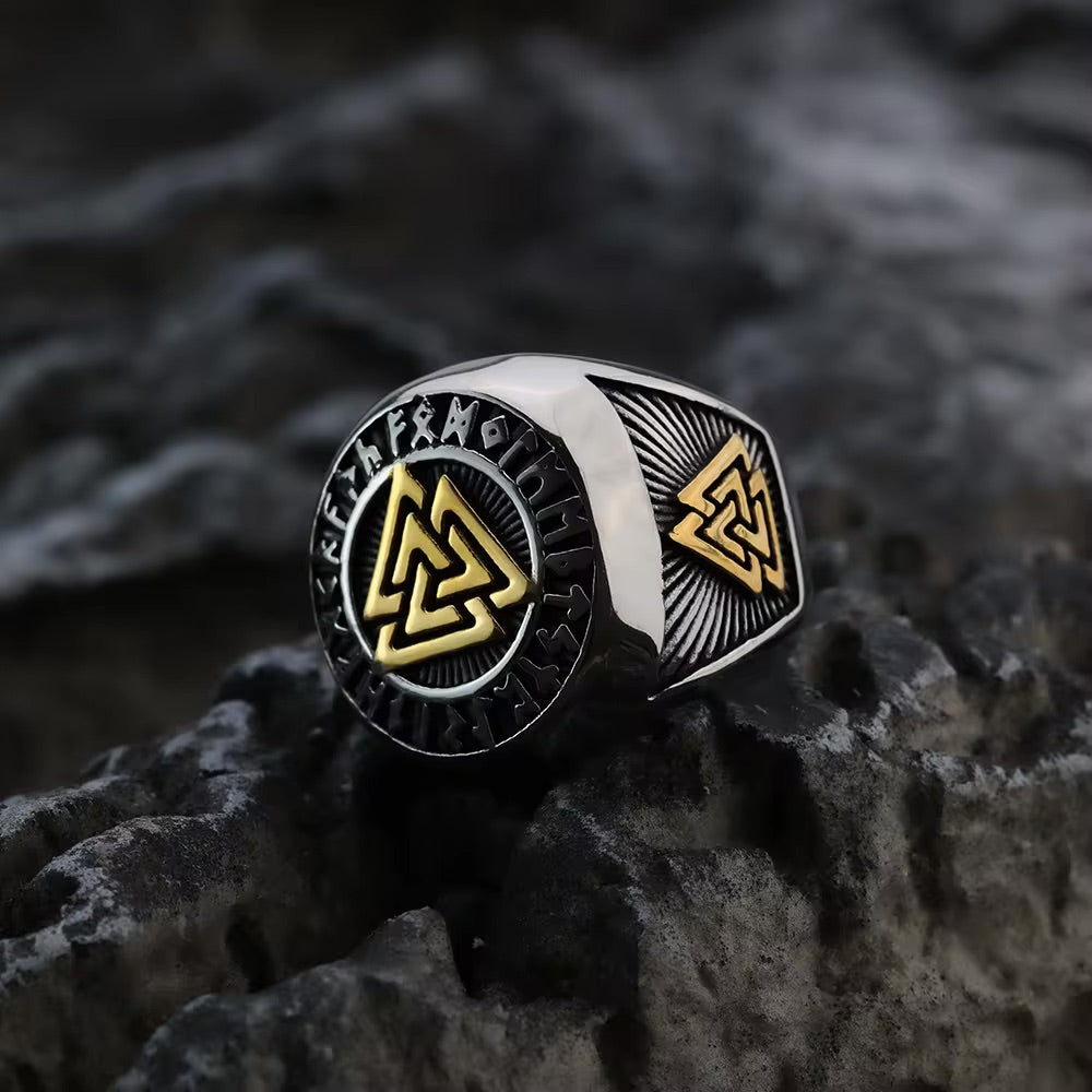 Anillo Vikingo Plateado y Dorado